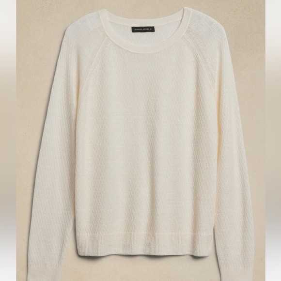 BANANA REPUBLIC Linen-Blend Sweater in Iced Vanilla Ivory, XL NWT - Picture 2 of 5